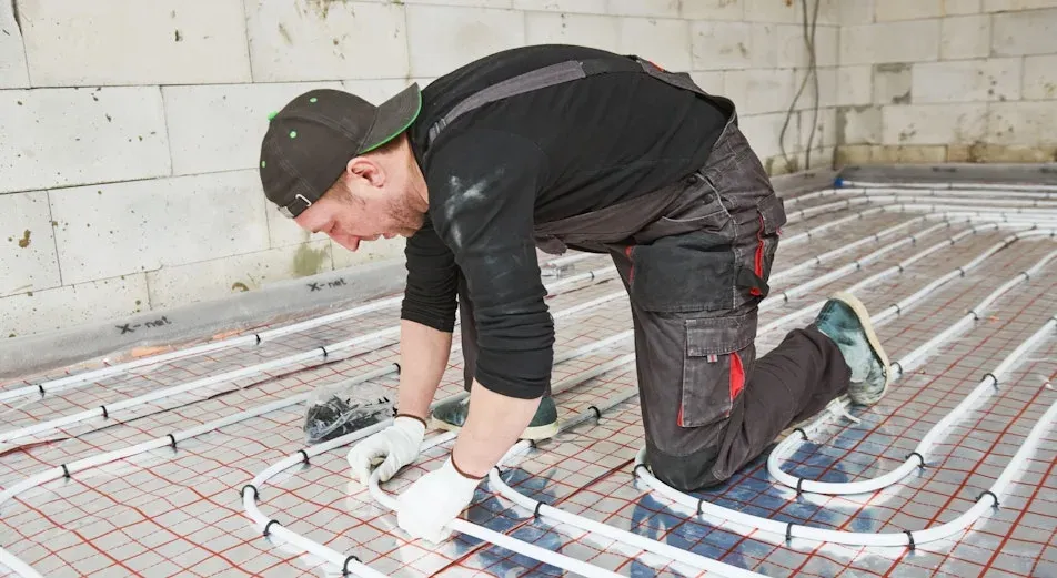 Installation av golvvärme pågår